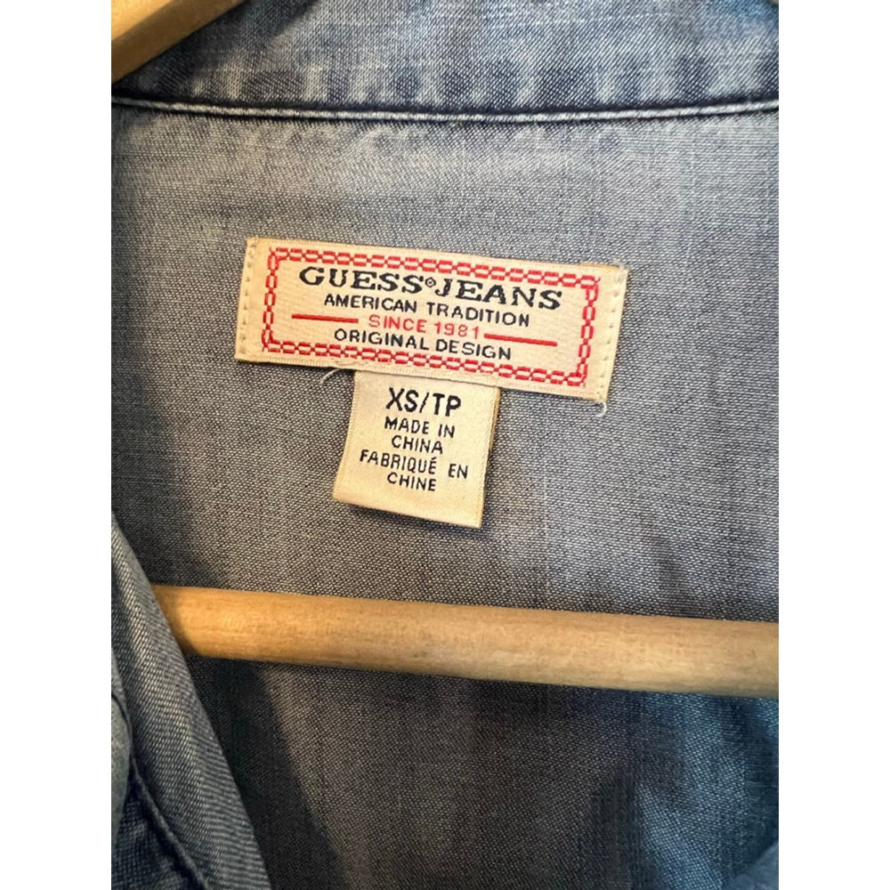 Guess Jeans Chambray Button Up Shirt XS Long Sleeve Tencel Denim Top - Picture 8 of 9